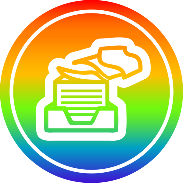 ofis kağıdı yığını gökkuşağı gradyan bir insan tarafından çizilmiş dairesel simge