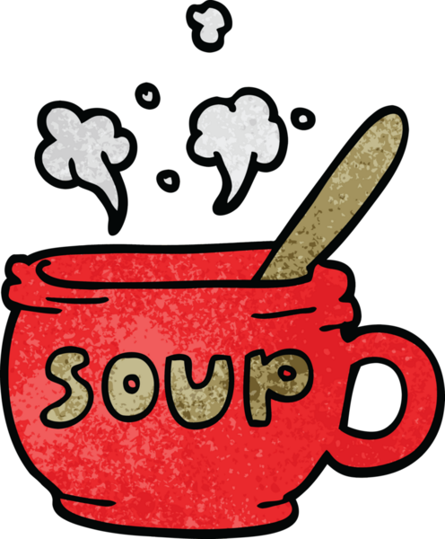 Bir insan tarafından çizilmiş sıcak çorba karalaması.