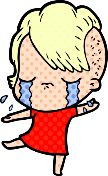 Bir insan tarafından çizilmiş ağlayan bir kız.