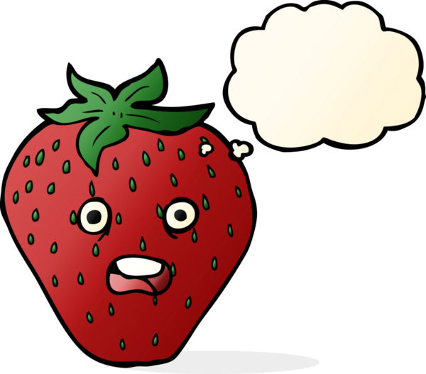 Bir insan tarafından çizilmiş düşünce baloncuklu karikatür çileği