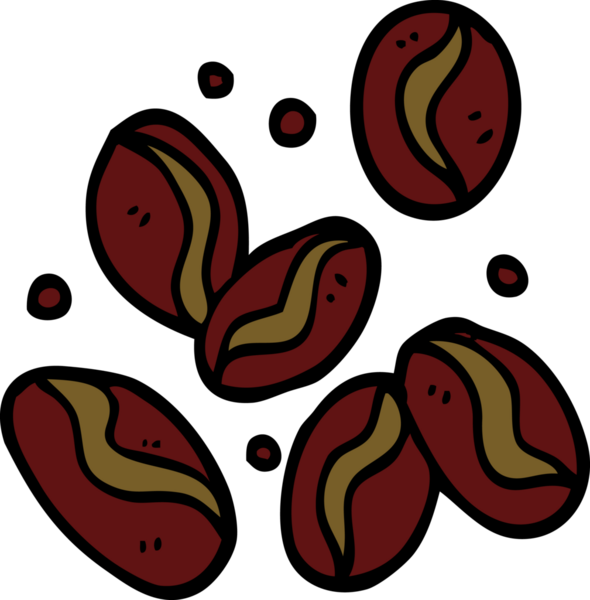 bir insan tarafından çizilmiş kahve çekirdekleri.