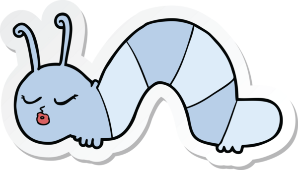 Bir insan tarafından çizilmiş bir tırtılın çıkartması.