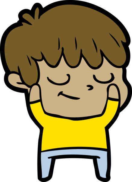 Bir insan tarafından çizilmiş mutlu çizgi film çocuğu.