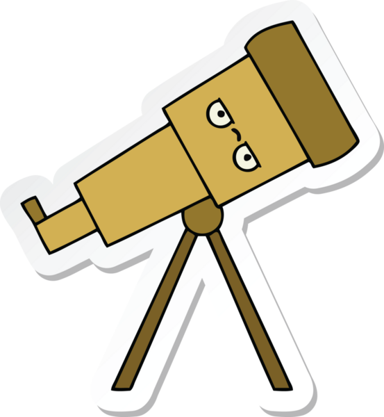 Bir insan tarafından çizilmiş sevimli bir teleskop çıkartması.
