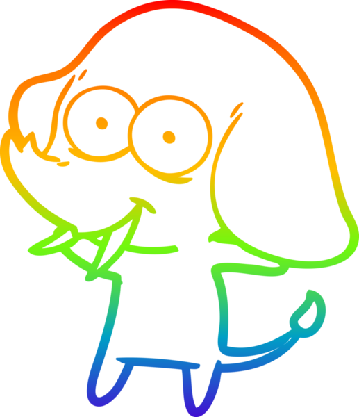 Gökkuşağı gradyanı çizimi bir insan tarafından çizilmiş mutlu bir filin çizimi