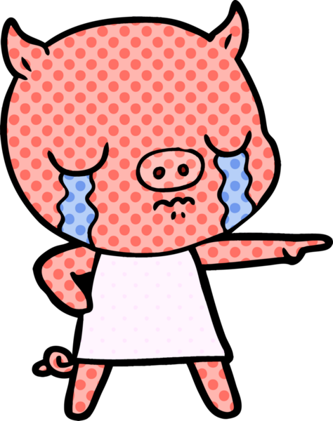 Bir insan tarafından çizilmiş çizgi filmdeki domuz ağlaması.