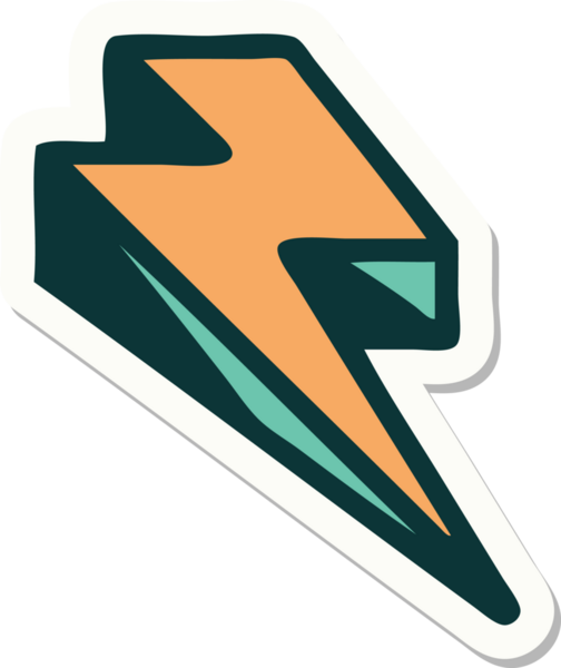 Bir insan tarafından çizilmiş geleneksel yıldırım stili dövme etiketi