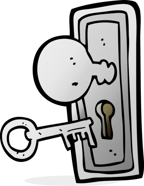 bir insan tarafından çizilmiş çizgi film anahtarı ve anahtar deliği