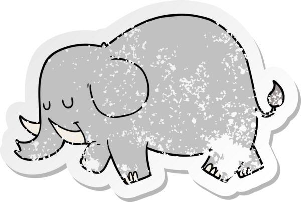 Bir insan tarafından çizilmiş karikatür filinin sıkıntılı çıkartması.