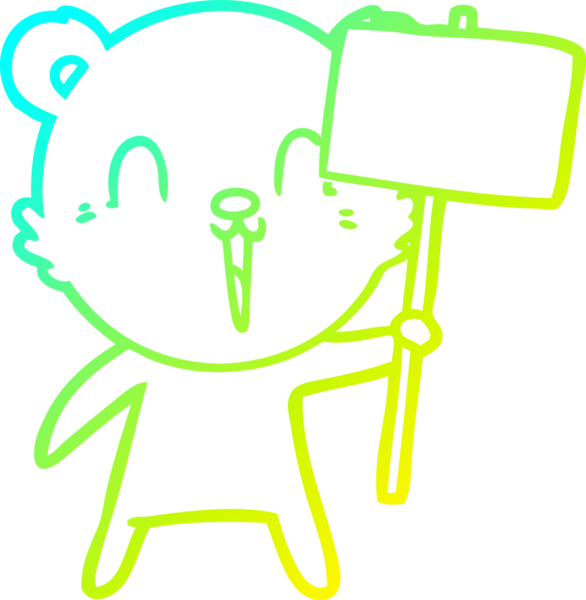 Bir insan tarafından çizilmiş levhalı mutlu bir ayının soğuk çizgi çizimi.