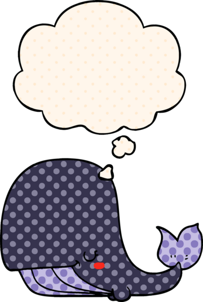 Çizgi roman tarzında bir insan tarafından çizilmiş düşünce balinası.