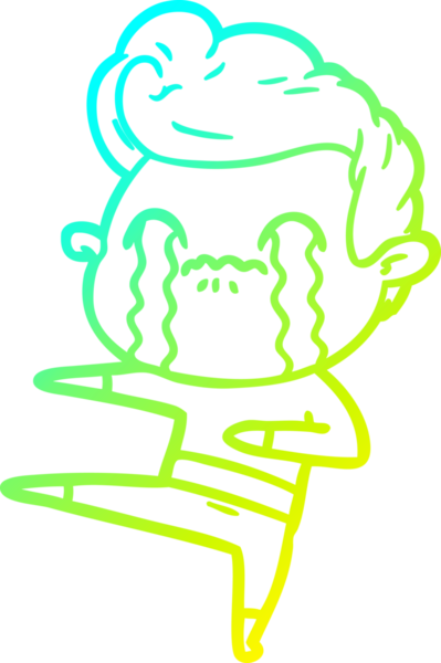 Bir insan tarafından çizilmiş ağlayan bir çizgi film karakteri çizimi.