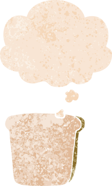 Düşünce baloncuklu çizgi film dilimi grunge sıkıntılı retro dokuma tarzı bir insan tarafından çizilmiş