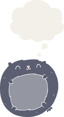 Düşünce baloncuğu olan çizgi film ayısı insan tarafından çizilmiş.