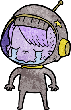 Bir insan tarafından çizilmiş ağlayan astronot kız.