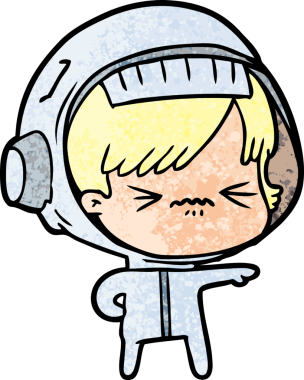 Bir insan tarafından çizilmiş astronot kadın.