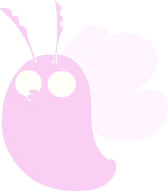 Bir insan tarafından çizilmiş komik düz renkli çizgi film kelebeği.