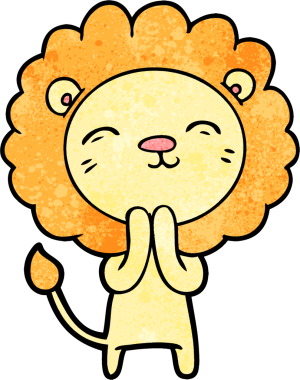 Bir insan tarafından çizilmiş çizgi film aslanı.