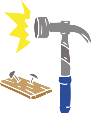 Bir insan tarafından çizilmiş çekiç ve çivi karalaması.