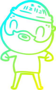 Bir insan tarafından çizilmiş sakallı bir karikatür çizimi.