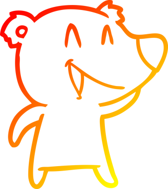 Bir insan tarafından çizilmiş gülen ayı karikatürü.