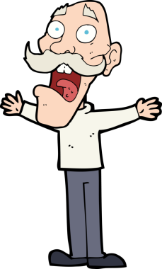 Çizgi film bir insan tarafından çizilmiş yaşlı bir adam stresli