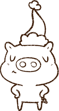 Bir insan tarafından çizilen neşeli domuz kömürü.