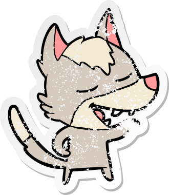 Bir insan tarafından çizilmiş bir karikatür kurdunun sıkıntılı çıkartması.