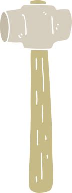 Bir insan tarafından çizilmiş düz renkli çizgi film balyozu