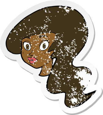 Bir insan tarafından çizilmiş bir karikatürün gerilimli retro yapıştırması.