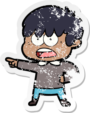 Bir insan tarafından çizilmiş endişeli bir çizgi film çocuğunun sıkıntılı çıkartması.