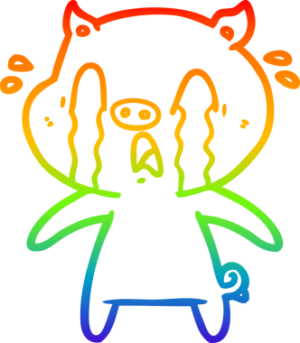 gökkuşağı gradyan çizimi bir insan tarafından çizilmiş ağlayan domuz çizgi filmi