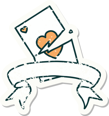 Bir insan tarafından çizilmiş yırtık bir kartın pankartı olan eski bir etiket.