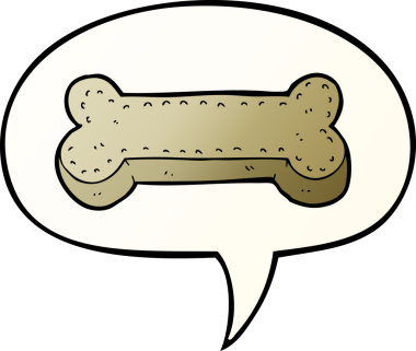 Bir insan tarafından çizilmiş, konuşma baloncuklu çizgi köpek bisküvisi.