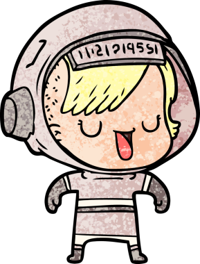 Bir insan tarafından çizilmiş astronot kadın.