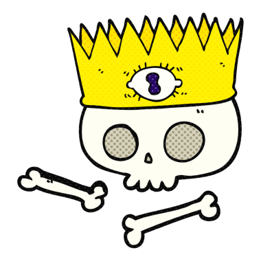 Bir insan tarafından çizilmiş eski kafatası üzerinde serbest çizim sihirli taç