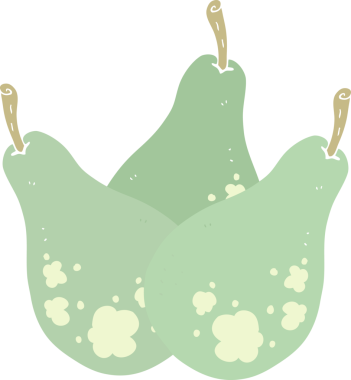 Bir insan tarafından çizilmiş armutların düz renk çizimi