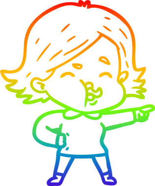 Gökkuşağı gradyan çizgi çizimi Bir insan tarafından çizilen bir kız karikatürü