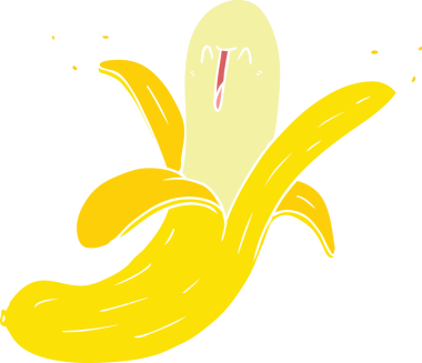 düz renk çizgi film çılgın mutlu muz bir insan tarafından çizilmiş