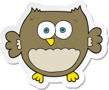 Bir insan tarafından çizilmiş bir baykuşun çıkartması.