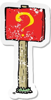 Bir insan tarafından çizilmiş bir çizgi film soru işaretinin gerilimli yapıştırması.