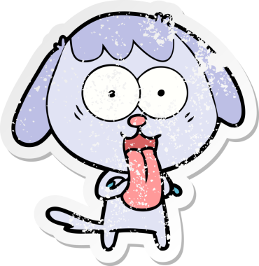 Bir insan tarafından çizilmiş şirin bir köpeğin sıkıntılı çıkartması.