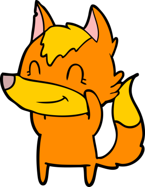 Bir insan tarafından çizilmiş tilki çizgi film karakteri