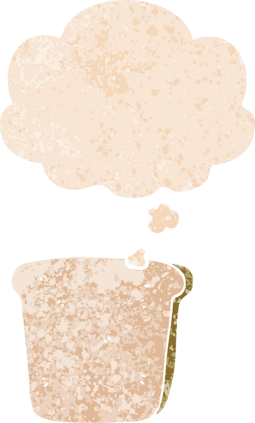 Düşünce baloncuklu çizgi film dilimi grunge sıkıntılı retro dokuma tarzı bir insan tarafından çizilmiş