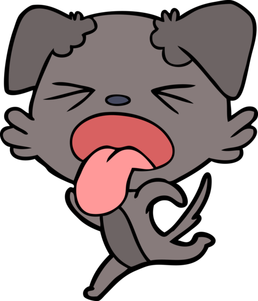 Bir insan tarafından çizilmiş çizgi film koşan köpeği.