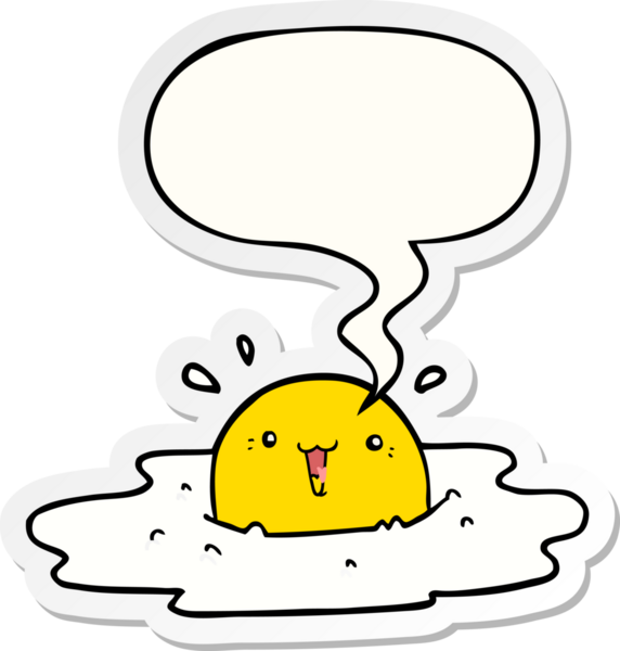 Bir insan tarafından çizilmiş konuşma kabarcığı çıkartmalı tatlı bir çizgi film yumurtası.