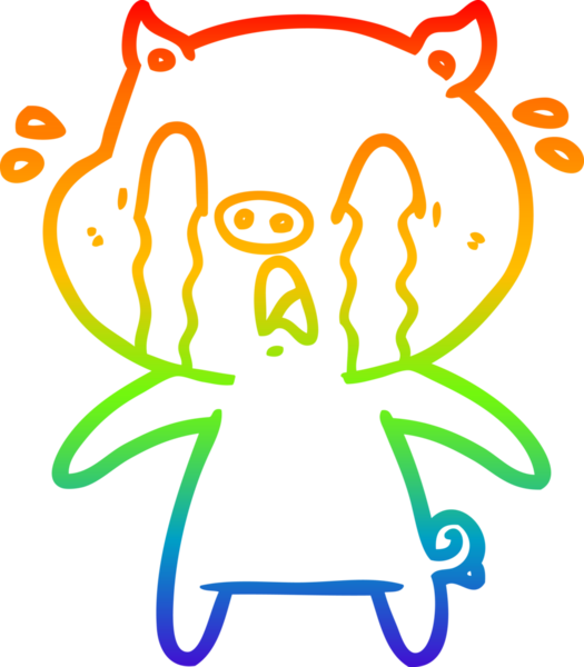 gökkuşağı gradyan çizimi bir insan tarafından çizilmiş ağlayan domuz çizgi filmi