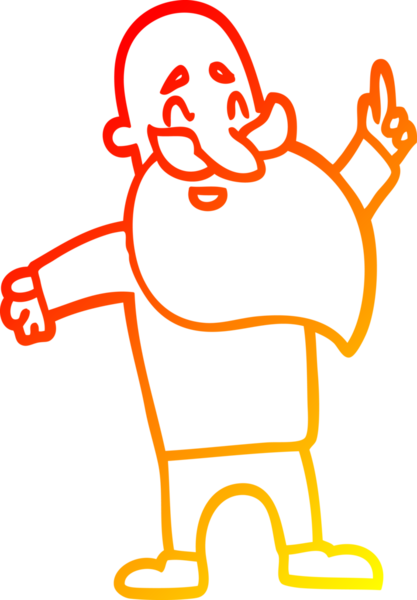 Bir insan tarafından çizilmiş sakallı bir adamın sıcak çizgi çizimi.