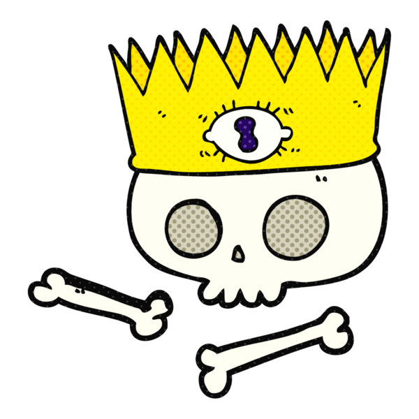 Bir insan tarafından çizilmiş eski kafatası üzerinde serbest çizim sihirli taç