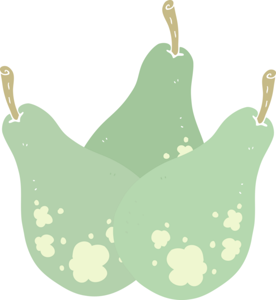 Bir insan tarafından çizilmiş armutların düz renk çizimi